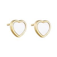 925 Sterling Silver Stud Earrings, with White Shell, Heart, plated, for woman, more colors for choice, Sold By Pair