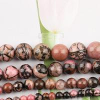 Natural Rhodonite Beads, Rhodochrosite, Round, plated, DIY & different size for choice, mixed colors, Approx 142PCs/Strand, Sold Per Approx 37 cm Strand