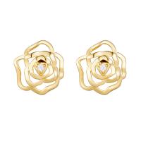 925 Sterling Silver Stud Earrings petals plated for woman & with rhinestone Sold By Pair