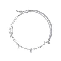 Collar de Latón, metal, con 10CM extender cadena, chapado, para mujer & con diamantes de imitación, plateado, longitud:aproximado 40 cm, Vendido por UD