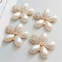 Hair Accessories DIY Findings, Tibetan Style, with Plastic Pearl, multifunctional & with rhinestone, nickel, lead & cadmium free, 32x28mm, Sold By PC