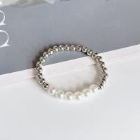 Zinc Alloy Bracelet with Seedbead & Plastic Pearl fashion jewelry nickel lead & cadmium free 16cm Sold By PC