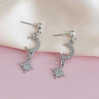 Tibetan Style Stud Earring, fashion jewelry & micro pave cubic zirconia, nickel, lead & cadmium free, Sold By Pair