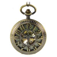 Zinc Alloy Pocket Watch with Rubber Round antique bronze color plated Unisex & stem-winder & luminated & hollow Length Approx 14.8 Inch Sold By PC