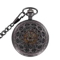 Zinc Alloy Pocket Watch Round plated Unisex & stem-winder & luminated & hollow Length Approx 14.8 Inch Sold By PC