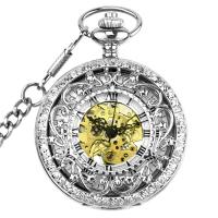 Zinc Alloy Pocket Watch with Rubber Round plated vintage & Unisex & stem-winder & hollow Length Approx 14.8 Inch Sold By PC