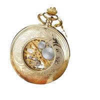 Zinc Alloy Pocket Watch with Glass Round plated vintage & Unisex & stem-winder & luminated & hollow 45mm Sold By PC