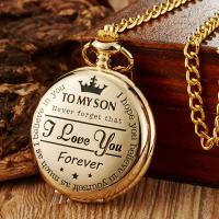 Zinc Alloy Pocket Watch with Glass Round plated vintage & Chinese movement & with letter pattern & for man Sold By PC