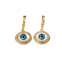 304 Stainless Steel Huggie Hoop Drop Earring Evil Eye gold color plated & for woman & enamel & with rhinestone Sold By Pair