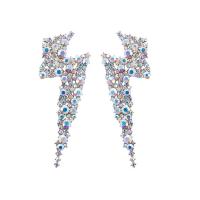 Zinc Alloy Stud Earring Lightning Symbol plated for woman & with rhinestone 80mm Sold By Pair