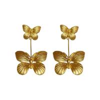 Zinklegierung Tropfen Ohrring, Schmetterling, goldfarben plattiert, Vintage & für Frau, 35x70mm, verkauft von Paar