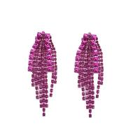 Zinc Alloy Tassel Earring painted for woman & with rhinestone Sold By Pair