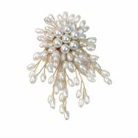 Plastic Pearl Brooch with Zinc Alloy gold color plated fashion jewelry & for woman Sold By PC