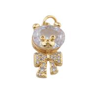 Cubic Zirconia Micro Pave Brass Pendant Bear gold color plated DIY & micro pave cubic zirconia golden Approx 2mm Sold By PC