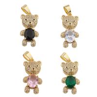 Cubic Zirconia Micro Pave Brass Pendant Bear gold color plated DIY & micro pave cubic zirconia Approx 4mm Sold By PC