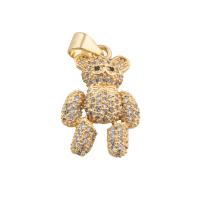 Cubic Zirconia Micro Pave Brass Pendant, Bear, gold color plated, DIY & micro pave cubic zirconia, golden, 25x13x7mm, Hole:Approx 1.5mm, Sold By PC