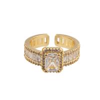Cúbicos Circonia Micro Pave anillo de latón, metal, chapado en color dorado, Bricolaje & micro arcilla de zirconia cúbica, dorado, 23*10*5cm, Vendido por UD