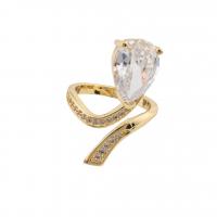 Cubique anneau en laiton Circonia Micro Pave, Placage de couleur d'or, bijoux de mode & pavé de micro zircon & pour femme, doré, 21*31*8mm, Trou:Environ 1mm, Vendu par PC