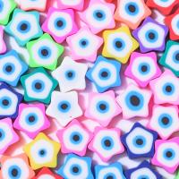 Mode Evil Eye Schmuck Perlen, Polymer Ton, Stern, DIY, gemischte Farben, 10mm, ca. 1000PCs/Tasche, verkauft von Tasche