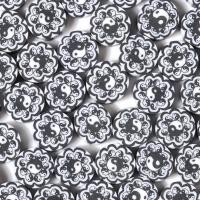 Perles en argile polymère, argile de polymère, Plat rond, DIY, blanc et noir, 10mm, Environ 1000PC/sac, Vendu par sac