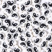 Polymer Ton Perlen , Herz, DIY, weiß und schwarz, 10mm, ca. 1000PCs/Tasche, verkauft von Tasche