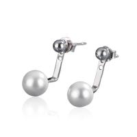 Cubic Zirconia Micro Pave Sterling Silver Earring 925 Sterling Silver with Glass Pearl plated fashion jewelry & for woman nickel lead & cadmium free Sold By Pair