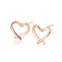 925 Sterling Silver Stud Earrings Heart plated fashion jewelry & for woman & hollow nickel lead & cadmium free Sold By Pair