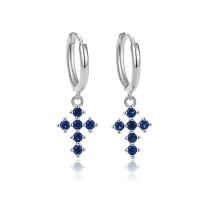 Cubic Zirconia Micro Pave Sterling Silver Earring 925 Sterling Silver plated fashion jewelry & micro pave cubic zirconia & for woman nickel lead & cadmium free 24mm Sold By Pair