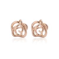 925 Sterling Silver Stud Earrings Rose plated fashion jewelry & for woman & hollow nickel lead & cadmium free 5mm Sold By Pair