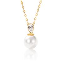 Cubic Zircon Micro Pave 925 Sterling Silver Necklace with Glass Pearl with 1.97inch extender chain plated fashion jewelry & micro pave cubic zirconia & for woman nickel lead & cadmium free Length Approx 15.74 Inch Sold By PC