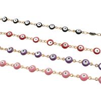 Evil Eye šperky náramek, 304 Stainless Steel, módní šperky & pro ženy & smalt, více barev na výběr, 6x3.50mm, Prodáno za Cca 8.46 inch Strand