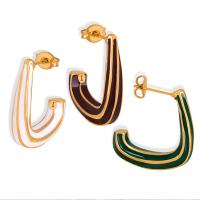 Boucle d'oreille Acier Titane, bijoux de mode & pour femme & émail, plus de couleurs à choisir, 22x24mm, Vendu par paire