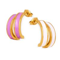 Boucle d'oreille Acier Titane, bijoux de mode & pour femme & émail, plus de couleurs à choisir, 9.60x16x2.60mm, Vendu par paire