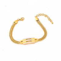 Titanium Steel Bracelet & Bangle plated fashion jewelry & for woman & with rhinestone golden Length Approx 1.77 Inch Sold By PC