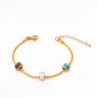 Titanium Steel Bracelet & Bangle with 1.77inch extender chain plated for woman & epoxy gel & with rhinestone golden Length Approx 6.3 Inch Sold By PC