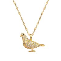 Titanium Steel Necklace, with Brass, with 1.97inch extender chain, Dove, fashion jewelry & for woman & with rhinestone, golden, 30x24mm, Sold Per Approx 15.75 Inch Strand