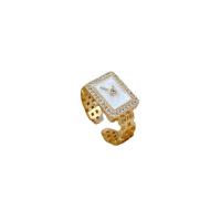 Krychlový Circonia Micro vydláždit mosazný prsten, Mosaz, módní šperky & micro vydláždit kubické zirkony & pro ženy, zlatý, nikl, olovo a kadmium zdarma, Prodáno By PC