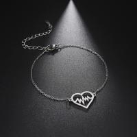 Stainless Steel Jewelry Bracelet 304 Stainless Steel with 1.97inch extender chain Heart Vacuum Ion Plating fashion jewelry & for woman Sold Per Approx 6.69 Inch Strand