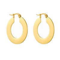 Titanium Steel  Earring plated fashion jewelry & for woman golden 30mm Sold By Pair