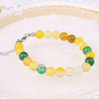 Gemstone Bracelets, Natural Stone, with 5cm extender chain, Round, fashion jewelry & Unisex, more colors for choice, 8x8mm, Length:Approx 18 cm, Sold By PC
