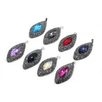 Gemstone Pendants Jewelry, PU Leather, with Glass Rhinestone & Rhinestone Clay Pave & Tibetan Style, DIY, more colors for choice, 30x65mm, Sold By PC
