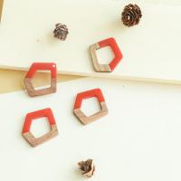 Wood Pendants with Resin Star DIY & hollow Approx Sold By Bag