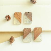 Wood Pendants, with Silver Foil & Resin, DIY, 20x33mm, Approx 50PCs/Bag, Sold By Bag