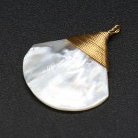 Shell Pendants, with Brass, plated, Different Shape for Choice & DIY, more colors for choice, 24x30mm, Sold By PC