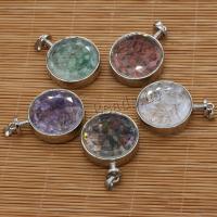 Gemstone Pendants Jewelry, Natural Stone, with Zinc Alloy, silver color plated, DIY & different materials for choice, more colors for choice, 30x42mm, Sold By PC