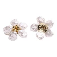 Hair Accessories DIY Findings Plastic Pearl with Brass Flower white 29mm Sold By PC