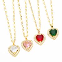 Cubic Zircon Micro Pave Brass Necklace, with 5cm extender chain, Heart, plated, fashion jewelry & micro pave cubic zirconia, more colors for choice, nickel, lead & cadmium free, 23x16mm, Length:45 cm, Sold By PC