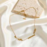 Edelstahl Schmuck Halskette, 304 Edelstahl, mit Verlängerungskettchen von 6.4cm, Alphabet-Buchstabe, plattiert, Modeschmuck & für Frau, Goldfarbe, frei von Nickel, Blei & Kadmium, Länge:ca. 41.2 cm, verkauft von PC