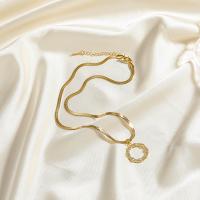 Edelstahl Schmuck Halskette, 304 Edelstahl, mit Verlängerungskettchen von 6.6cm, rund, plattiert, Modeschmuck & für Frau, Goldfarbe, frei von Nickel, Blei & Kadmium, Länge:ca. 40.5 cm, verkauft von PC