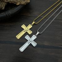 Titanstahl Halskette, Kreuz, plattiert, Modeschmuck & verschiedene Stile für Wahl & für den Menschen, keine, frei von Nickel, Blei & Kadmium, verkauft von PC